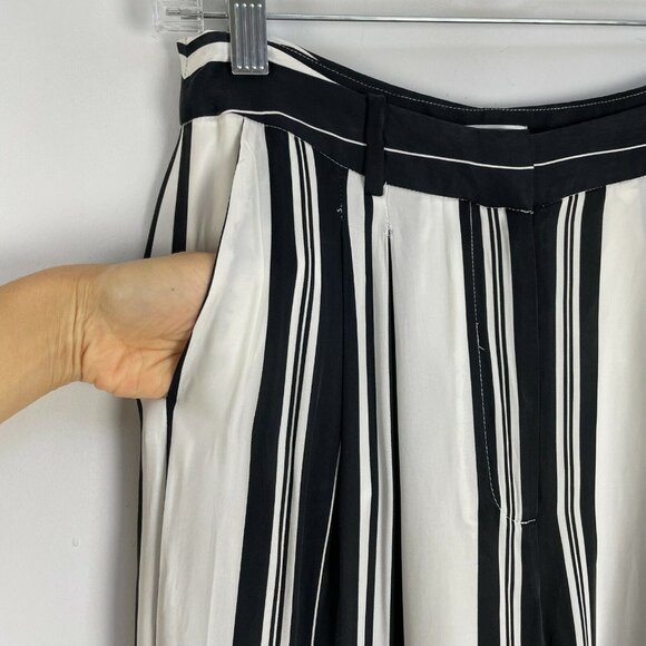Chelsea 28 Striped Wide Leg Pants Size 4 High Waist Pleated Front Loose Fit - Picture 3 of 9